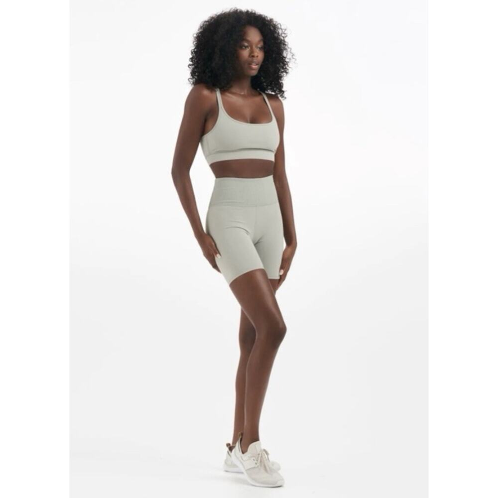 VUORI Studio Ribbed Bike Shorts 6โ Women's S Eucalyptus Stretch Casual Gym Yogaโ